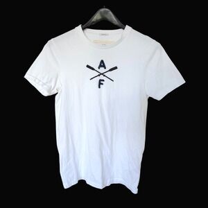 Abercrombie & Fitch Muscle Fit T-Shirt White Embroidered Oars Logo Medium